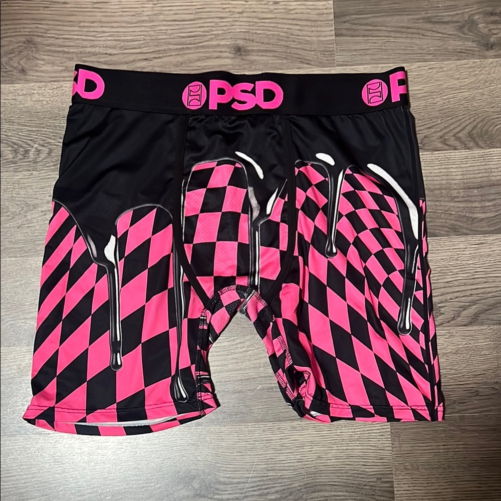PSD Black and Pink Drip Check Boxer Briefs